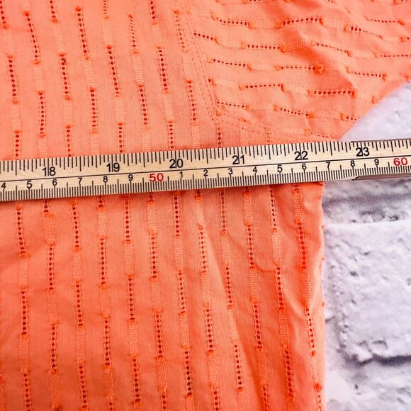 NOT FOR SALE Loft Shirt Blouse‎ Women's Small Peach Swiss Dot Print Button Front - Picture 5 of 8